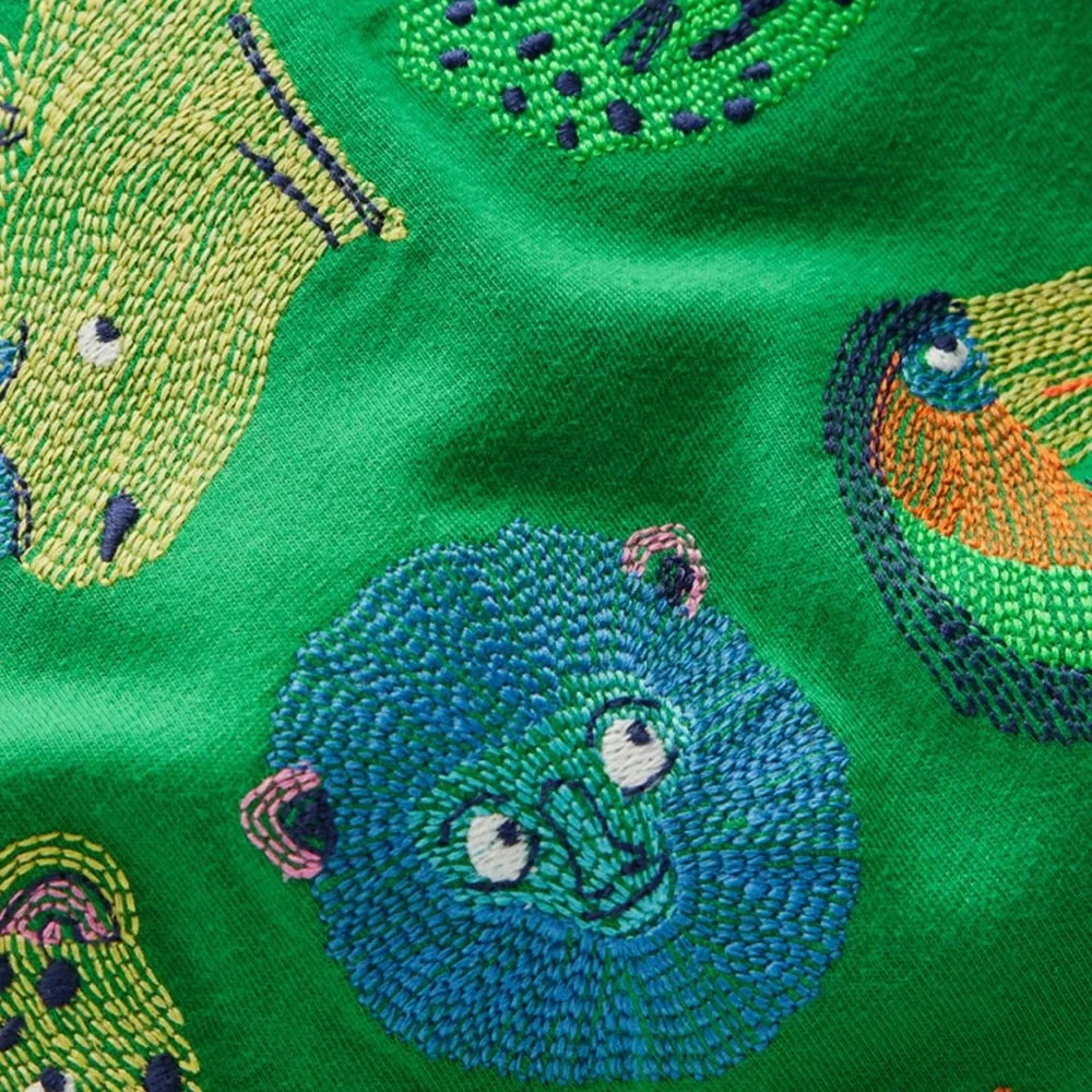 MINI BODEN GREEN SHORT SLEEVE JUNGLE ANIMALS T-SHIRT BOYS SIZE 5-6